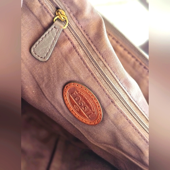 Fossil Morgan Large Crossbody Purse Gray Taupe Leather Bag w/ Storage Pockets - Picture 12 of 13